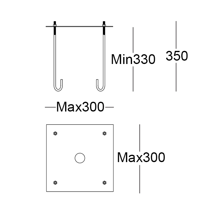 KIT.002 - Ancoraggio a terra tirafondi/piastra di centraggio